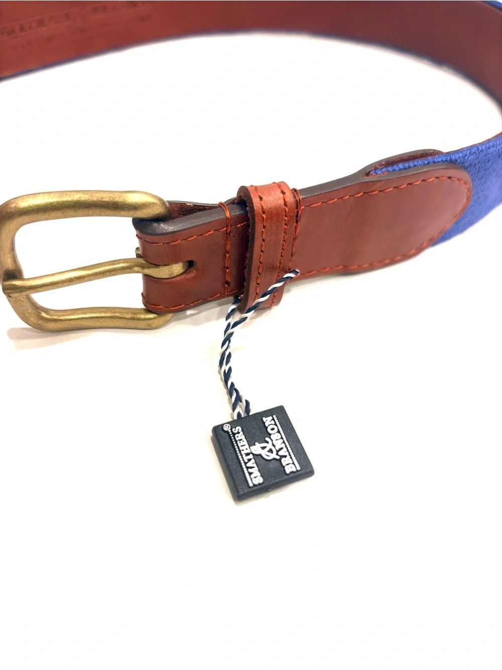 Smathers & Branson SMU Needlepoint Men's Belt 34 NEW Hand stitched